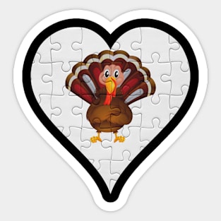 Jigsaw  Turkey Heart Design - Farm Animals Turkey Sticker